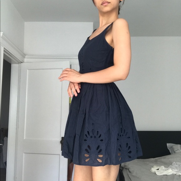Jack Wills | Navy Eyelet Dress | size 2 - Picture 2 of 7